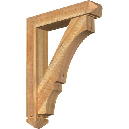 Balboa Arts And Crafts Rough Sawn Bracket W/ Offset Brace, Western Red Cedar, 6W X 28D X 36H